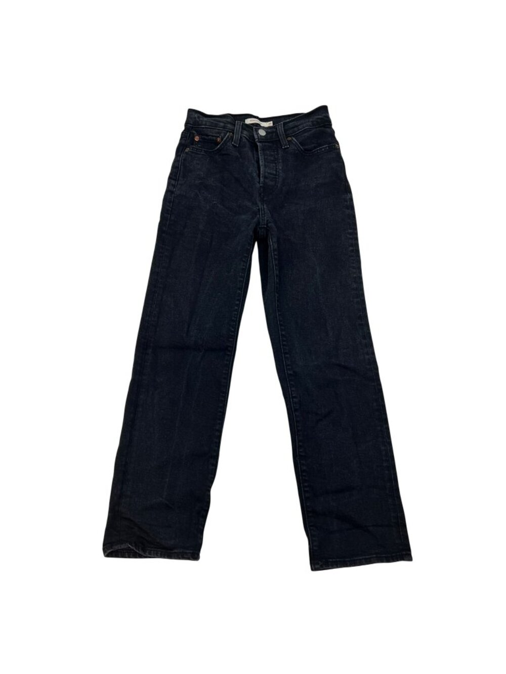 Levi Strauss Womens Wedgie Straight Leg Jeans Faded Black Button Fly 25 Waist